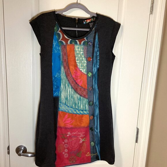 DESIGUAL Women's Rainbow Sleeveless Mini Sheath Dress Casual Business - Picture 1 of 7